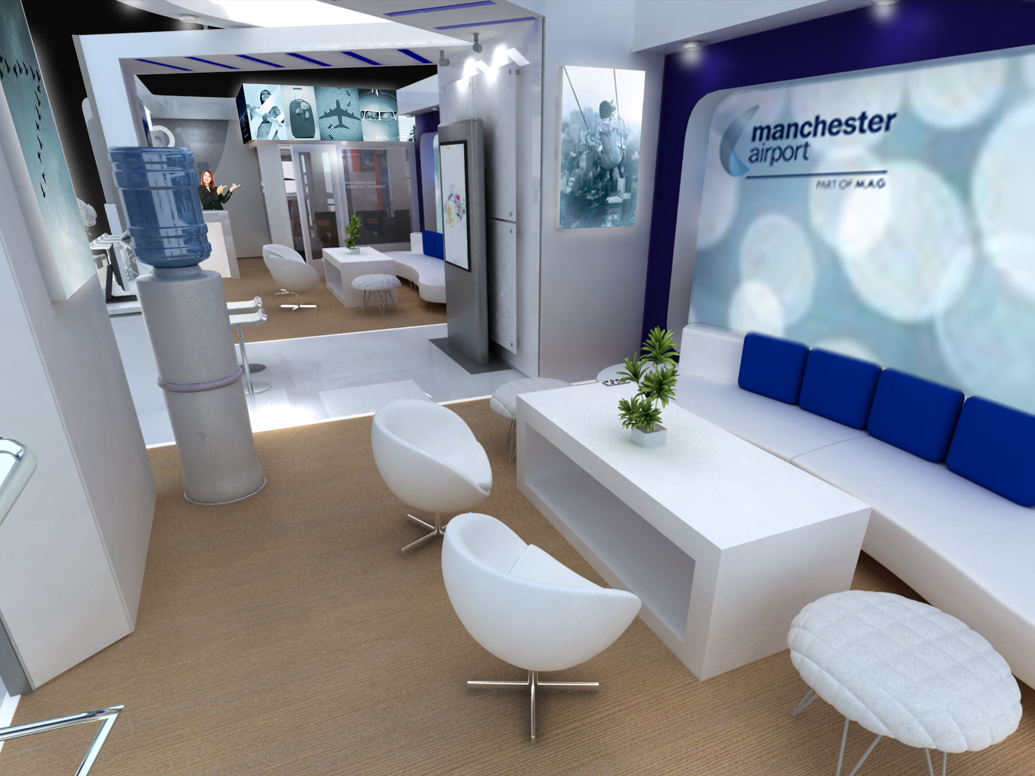 Manchester Airport exhibition design 3D rendering presentation